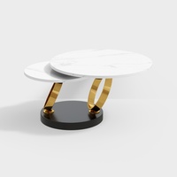 Table basse moderne en MDF de verre blanc avec socle en métal en forme d'anneau
