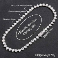 10mm plaqué or CZ Hip Hop Tennis chaîne en forme de coeur Rock Sugar fermoir à ressort plein diamant Zircon cadeau chrétien personnalisé
