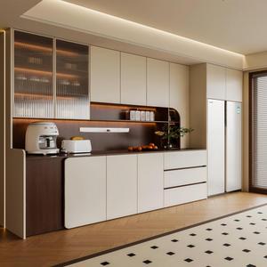 Credenza in Legno Massello con Chiusura Ammortizzata e Portabottiglie per Sala da Pranzo Moderna a <span class=keywords><strong>Piano</strong></span> Aperto - Product Image 1