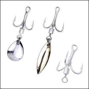 Luia renforcé trois crochets rotatif paillettes roulement pivotant or argent mat étain ordinaire crochet pêche en mer - Product Image 2