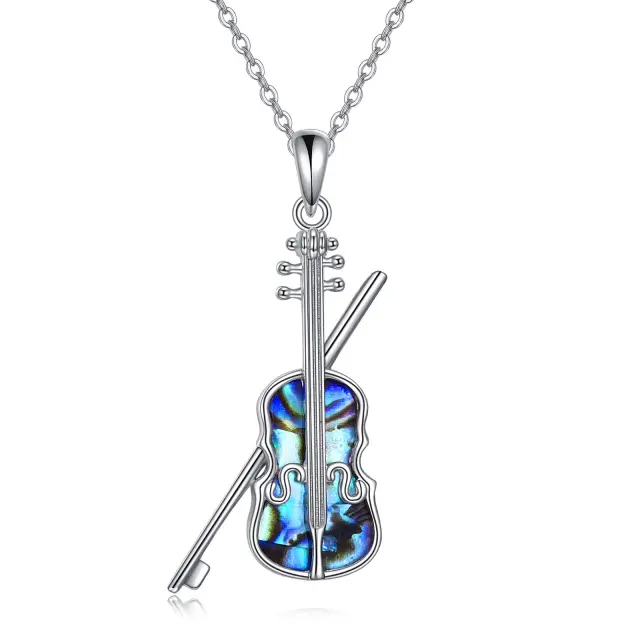 Regalos de joyería delicada, collar de abulón de Plata de Ley 925, collar con colgante de arco de violín musical