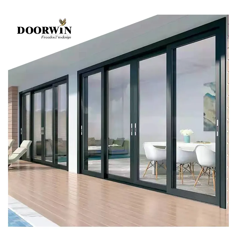 Heavy-Duty Commercial Modern Energy Efficient Office Door External Glass Slide Large Sliding Patio Doors