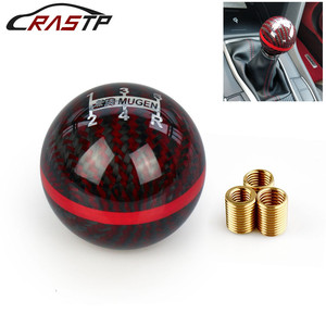 Crastp Carbon Fiber Car <b>Shift</b> <b>Knob</b> 5 6Mt With Red Stripe Mugen Logo For Manual Transmission Cars - Product Image 1
