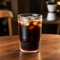 Verre à boire transparent côtelé en gros, verre à café froid, 360-485 mL, OEM ODM