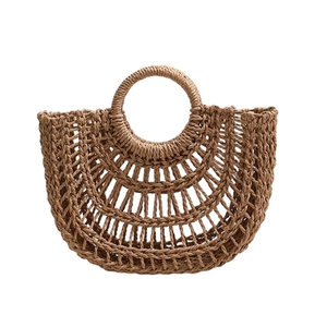 Women Hollow Out Woven Handbag Top Handle <b>Straw</b> Beach <b>Bag</b> Fashion Color-Block Woven <b>Straw</b> Purse for Vacation Seaside Party - Product Image 6