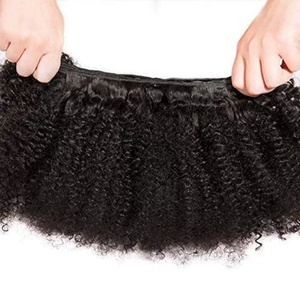 Venta al por mayor 10A Grado Natural Negro <span class=keywords><strong>Remy</strong></span> Cabello Cutícula Alineada Trama Doble <span class=keywords><strong>Afro</strong></span> Rizado Paquetes Humanos - Product Image 5