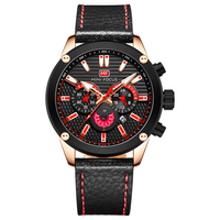 MINI FOCUS Nouveau Design Horloge Hommes Dernières Sports Étanche Montres à Quartz pour Chronographe Montre-Bracelet Bracelet en Cuir Véritable MF0288G