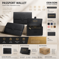Portefeuille de voyage en cuir personnalisé avec logo, organiseur de documents familiaux, billets, monnaie, poche zippée texturée, cadeau pour homme et femme
