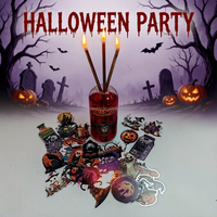 Bougie à l'huile DIY d'Halloween, en verre, avec mèche métallique, couleur personnalisable, pour décoration de table d'ambiance effrayante