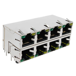 Connecteur RJ45 modulaire à montage en surface série RJSAE, 2*4 ports, 8p, <span class=keywords><strong>double</strong></span> face, séparateur RJ45 avec LED empilable - Product Image 1