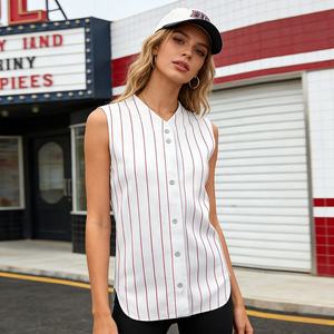 Ventes en gros <span class=keywords><strong>de</strong></span> maillots <span class=keywords><strong>de</strong></span> baseball sans manches à boutons pour hommes, personnalisés, à rayures, sublimés, vierges et bon marché - Product Image 1