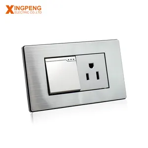 Metal plate 1 gang 3 hole south american standard electric wall switch and socket