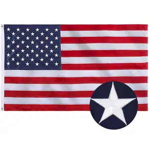 Vente en gros Tissu Oxford 3x5ft Vente à Chaud Drapeaux américains brodés Drapeaux américains durables