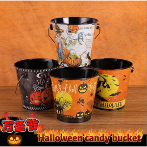 Cubo de metal de Halloween Maestro Gu, organizador portátil de calabazas, decoración para fiestas de truco o trato, estilo europeo, organizador de escritorio - Product Image 2