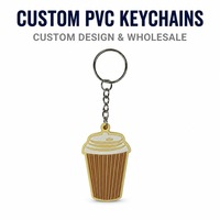 Porte-clés en PVC en forme de tasse à café écologique, personnalisé avec logo imprimé en typographie, pour café, cadeau promotionnel, vente en gros