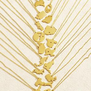Hombres Mujeres País Capital <span class=keywords><strong>Mapa</strong></span> Ciudad Alemania Portugal <span class=keywords><strong>España</strong></span> Seúl Washington Texas Chapado en oro Colgante Collares al por mayor - Product Image 2