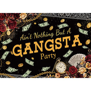 Fondo de Fotografía Retro para Cumpleaños de Hombre, Decoración con Diseño de Auto Clásico, Pancarta Nostálgica en Negro y Dorado - Product Image 3