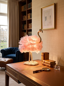 Flamingo Shape Plug-in Table <b>Lamp</b> Luxury Decorative Table <b>Lamp</b> Resin Animal Table <b>Lamp</b> With Fabric Shade For Home Bedroom - Product Image 3