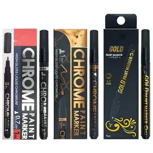 Peinture à base d'huile Golden Silver Copper Bronze Liquid Mirror Glossy Chrome Marker Pen Marker Pen