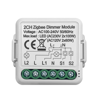 Módulo Interruptor Regulador de Luz de 1/2 Canal y 2 Vías Tuya Zigbee 3.0 Smart Life