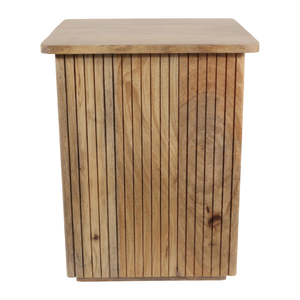 Tavolino quadrato con bordi scanalati, tavolino in legno per piccoli spazi, mobile d'accento per camera da letto - Product Image 1