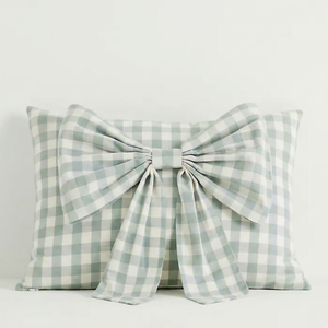 Style De Maison Handmade <b>Gingham</b> Check Bow Cotton <b>Cushion</b> Cover | Decorative Throw Pillow Cover for Home Sofa Bedroom | Made - Product Image 1