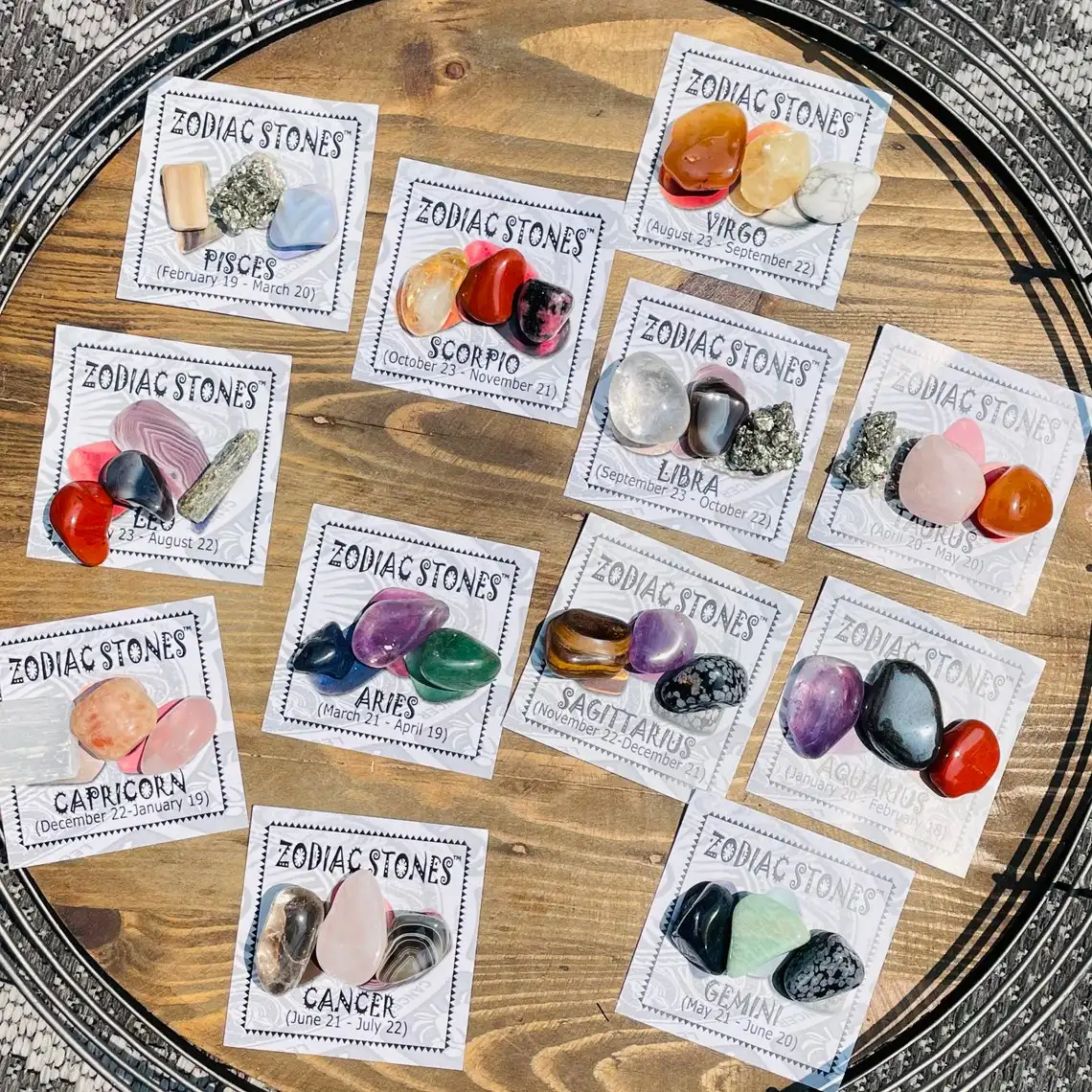 Customize Zodiac Stone Gemstone Healing Crystals Tumbled Stone Set for Gift and Birthstone Reiki Chakra