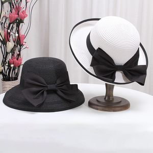 Chapeau <span class=keywords><strong>de</strong></span> paille, été, plage, protection solaire, frais, nœud papillon, protection UV, chapeau <span class=keywords><strong>de</strong></span> pêcheur - Product Image 1