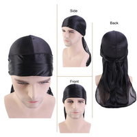 Vente en gros de quantité minimale de commande bas Durag en soie de couleur unie Bonnets pour cheveux en satin doux respirant Durag pour hommes
