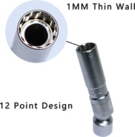 Prise de bougie d'allumage magnétique pivotante 14mm 16mm paroi mince entraînement magnétique 3/8in 12 points outil de retrait de prise de bougie d'allumage