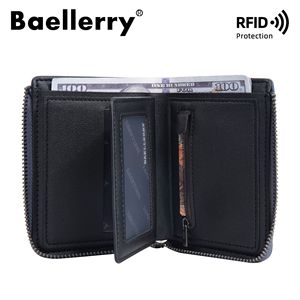 Portefeuille à fermeture éclair pour homme Baellerry, protection RFID, portefeuille en cuir, marron foncé, design simple, usage quotidien - Product Image 2