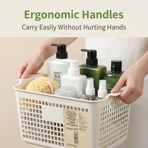 <span class=keywords><strong>Panier</strong></span> de rangement moderne en plastique écologique, en PP de qualité alimentaire, respirant, ajouré avec poignées pour salle de bain, cuisine, bureau - Product Image 3