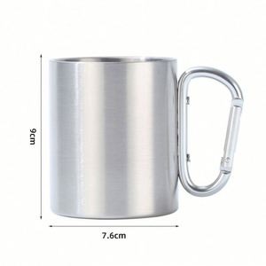 Tasse à café portable en acier inoxydable à double paroi de 220 ml et 300 ml pour la randonnée, le camping et les voyages, avec mousqueton et poignée - Product Image 6