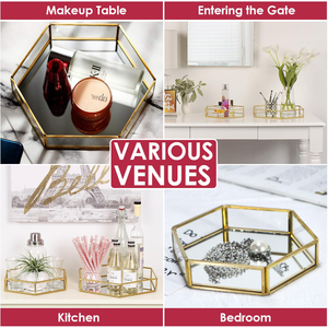 Hot Selling Luxury Creative <b>Perfume</b> Storage Glass <b>Tray</b> Custom Gold Mirror <b>Tray</b> Home Decor - Product Image 3