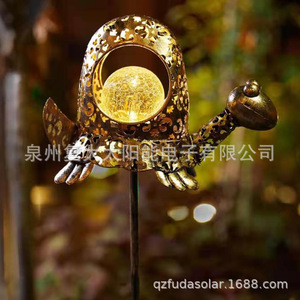 Lampe solaire LED en forme de tortue pour jardin, décoration en fer forgé, résistante à l'eau, portable, pour extérieur - Product Image 3