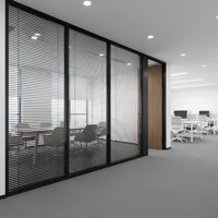 Cloison double vitrage en aluminium de 108 mm avec stores intégrés, séparateur d'espace commercial pour bureaux