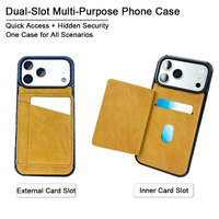 Casing HP Minimalis PU Berkualitas Tinggi untuk iPhone 15/16/17 Pro/Px, Potongan Presisi, Pelindung Belakang Full Edge, Tempat Kartu, Murni