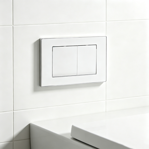 Plaque de chasse d'eau carrée à commande manuelle, design moderne, en ABS, finition chromée blanche, avec double bouton et système de dissimulation des composants - Product Image 2