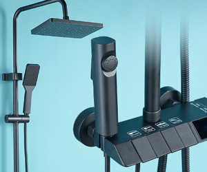 Display digitale controllo della temperatura 4-docce tasti pianoforte moderno supporto da pavimento spazzolato doccia a temperatura costante pressurizzata - Product Image 2