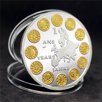 Accessoires Euro 10 (Ans) Ans de Jahre Emission Commémorative 10 Ans de la Médaille Euro 40mm Pièces Commémoratives en Euro