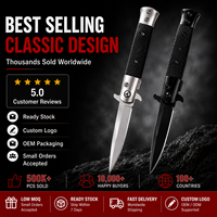 Couteau de poche tactique pliable en acier inoxydable, design classique, pour le camping, la chasse, le bushcraft et l'EDC