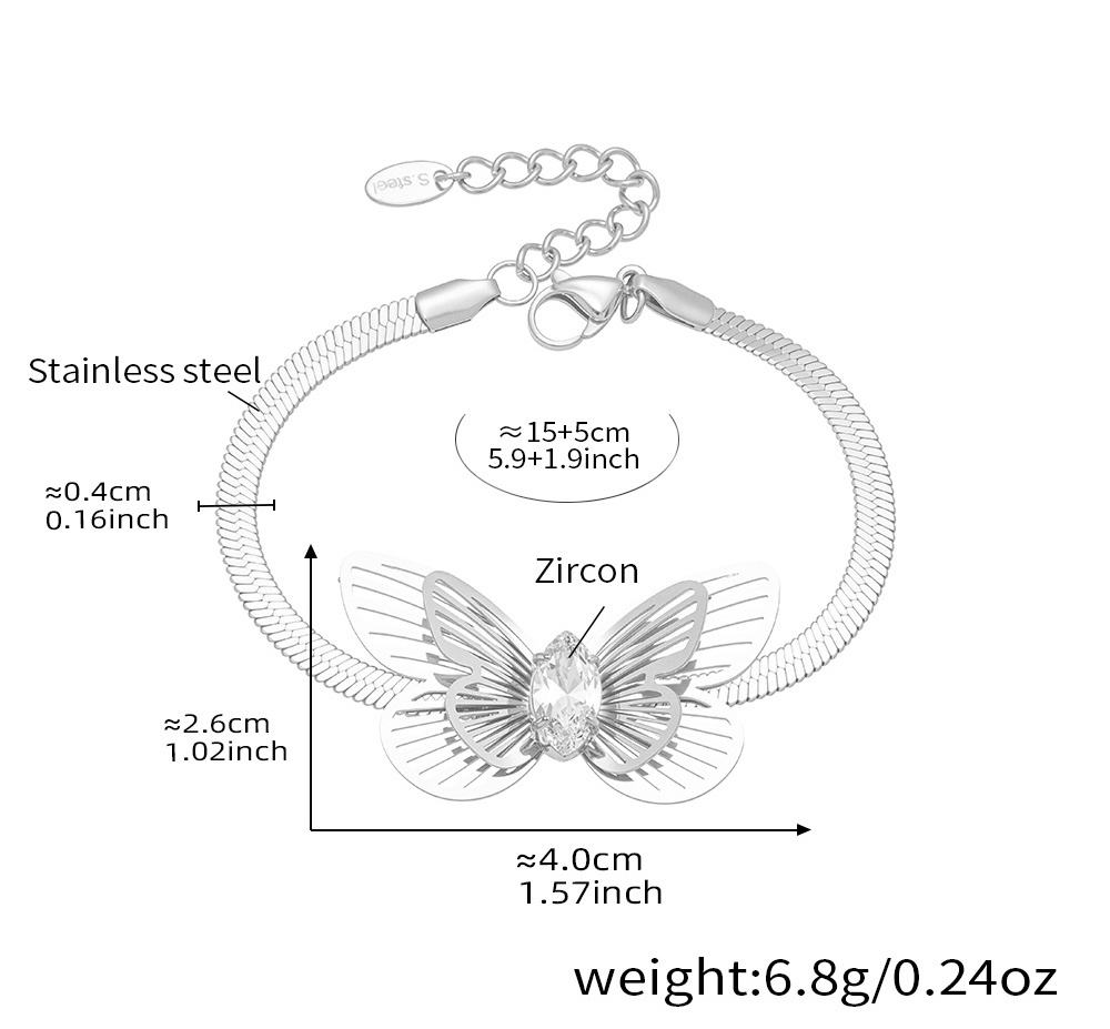 สร้อยข้อมือเซอร์โคเนียผีเสื้อสีเหล็กขนาด15 + 5ซม
