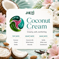 Capsules de lessive 4 en 1 JIETI 17g 30 pièces, parfum crème de coco, capsules rondes, emballage de vente au détail pour supermarchés et vendeurs en ligne