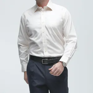 Hoge Kwaliteit Katoenen Lange Mouwen Kantoor Werk Shirt Heren Zakelijke Formele Jurk Shirts Wit Formeel Wit Overhemd Voor Mannen