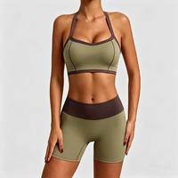 Ensemble de shorts de yoga contrastants réversibles à pois avec soutien-gorge intégré à bretelles spaghetti, extensible dans quatre directions, pour l'entraînement