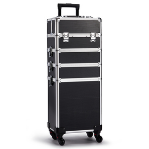 Valise de Maquillage Chariot Roulant 4-en-1 avec Tiroirs, Boîte de Rangement Cosmétique Professionnelle pour <span class=keywords><strong>Coiffeur</strong></span>, avec Serrures - Product Image 3
