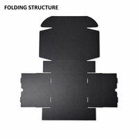 Boîte cadeau pliable A4 noire extra plate avec couvercle à charnière, profil bas, pour emballage de détail, cadeaux saisonniers, commandes personnalisées, présentation