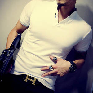 OEM/ODM <span class=keywords><strong>2022</strong></span> T-shirts pour hommes, <span class=keywords><strong>Polo</strong></span> à col montant, <span class=keywords><strong>Polo</strong></span> en coton de couleur unie pour hommes, été à manches courtes décontracté - Product Image 3