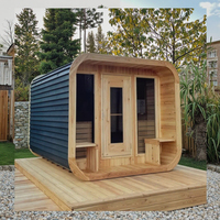 Sauna luar ruangan tradisional dengan tempat duduk teras kualitas Kanada kayu Cedar merah bahan kayu Solid untuk vila