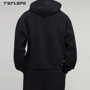 ชุดกีฬาผู้ชายสำหรับฤดูใบไม้ร่วง พิมพ์ลาย DTG เสื้อฮู้ดดี้ กางเกงขาสั้น ผ้าฝ้ายออร์แกนิค 100% ซักย้อมแบบแอซิดวอช ยืดได้สี่ทิศทาง ชุดเข้าชุด 2 ชิ้น - Product Image 4